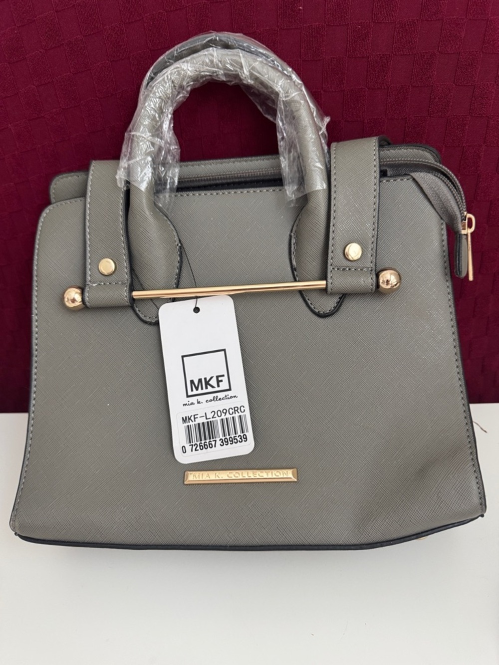 Mia k collection Gray Structured Satchel with Gold Accents